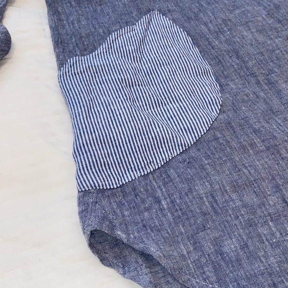 For Cynthia Blue Linen/Cotton Blend 2-Pocket Tunic - Picture 5 of 9